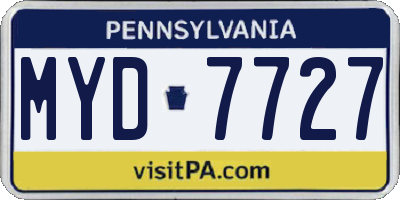 PA license plate MYD7727