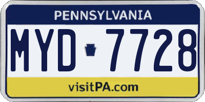 PA license plate MYD7728