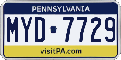 PA license plate MYD7729