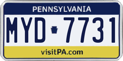 PA license plate MYD7731