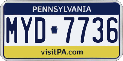 PA license plate MYD7736