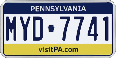 PA license plate MYD7741
