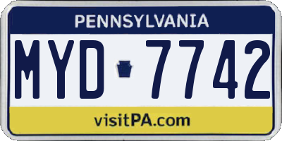 PA license plate MYD7742