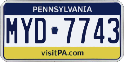 PA license plate MYD7743