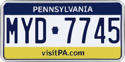 PA license plate MYD7745
