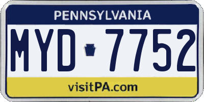 PA license plate MYD7752