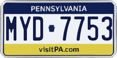PA license plate MYD7753