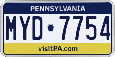 PA license plate MYD7754