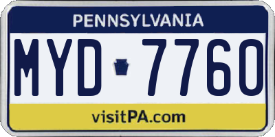 PA license plate MYD7760