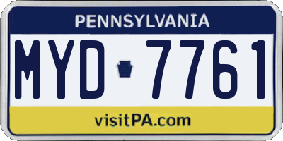 PA license plate MYD7761