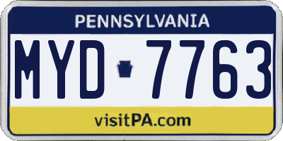 PA license plate MYD7763