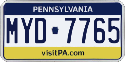 PA license plate MYD7765