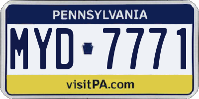 PA license plate MYD7771