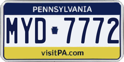 PA license plate MYD7772