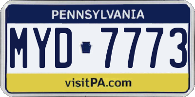 PA license plate MYD7773