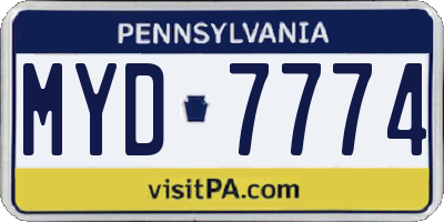 PA license plate MYD7774