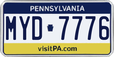 PA license plate MYD7776