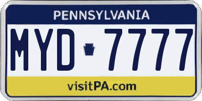 PA license plate MYD7777