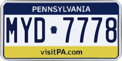 PA license plate MYD7778
