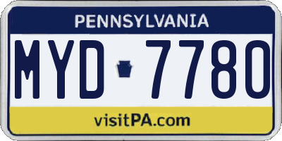 PA license plate MYD7780