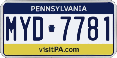 PA license plate MYD7781