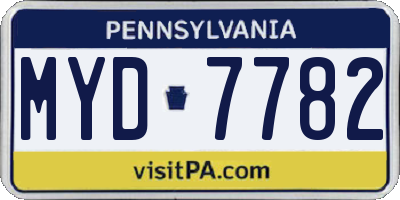PA license plate MYD7782