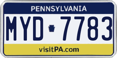 PA license plate MYD7783