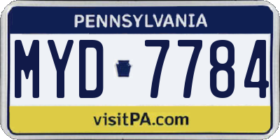 PA license plate MYD7784