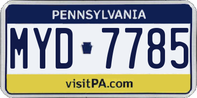 PA license plate MYD7785