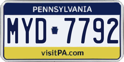 PA license plate MYD7792