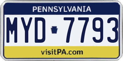 PA license plate MYD7793