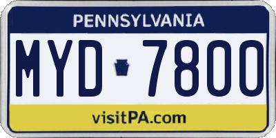 PA license plate MYD7800