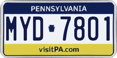 PA license plate MYD7801