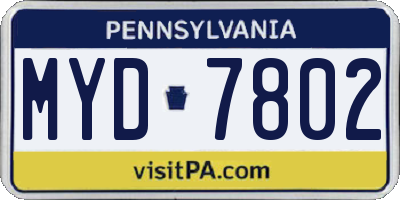 PA license plate MYD7802