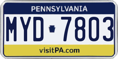 PA license plate MYD7803
