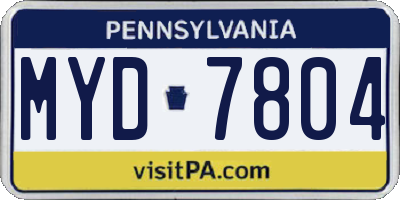 PA license plate MYD7804