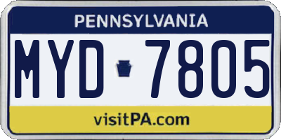 PA license plate MYD7805