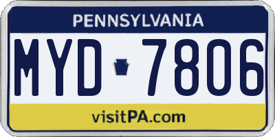 PA license plate MYD7806