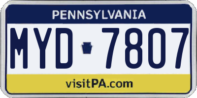 PA license plate MYD7807