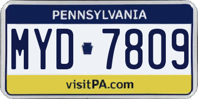 PA license plate MYD7809