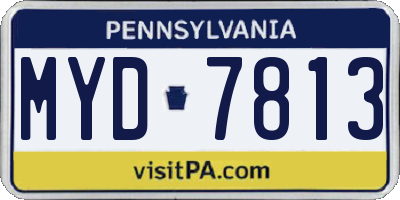 PA license plate MYD7813
