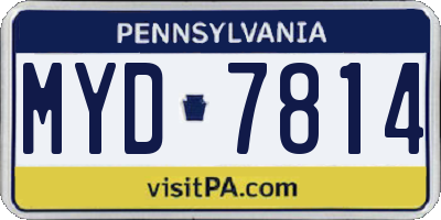 PA license plate MYD7814