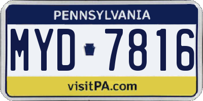 PA license plate MYD7816