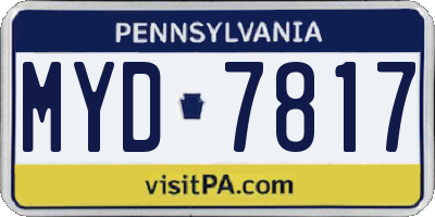 PA license plate MYD7817