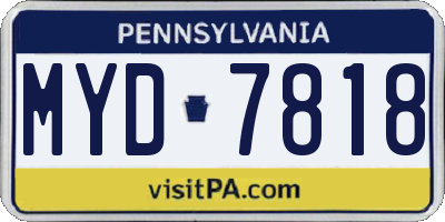 PA license plate MYD7818