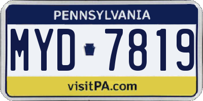 PA license plate MYD7819
