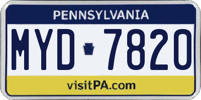 PA license plate MYD7820