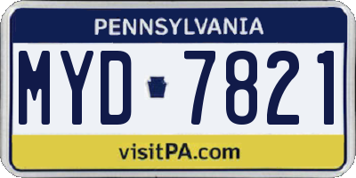PA license plate MYD7821