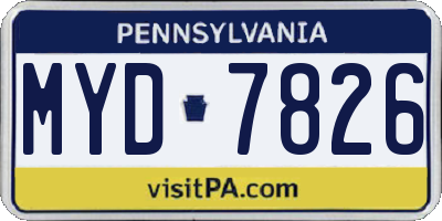 PA license plate MYD7826