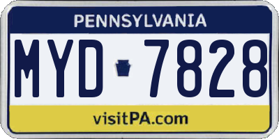 PA license plate MYD7828